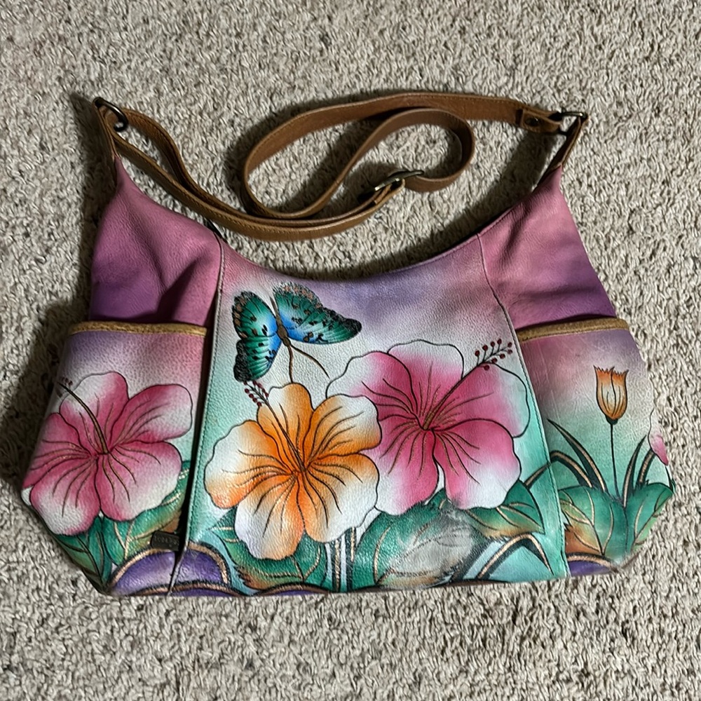 Anuschka Large Crossbody Hawaiian Hibiscus